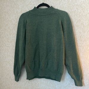 Green Mock Neck Knit Sweater